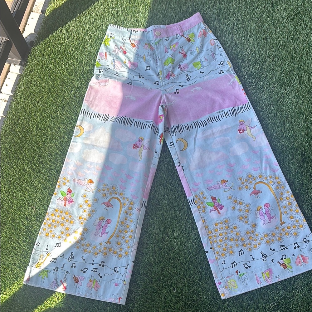 Dauphinette Pink and White Flare Wide Leg Jeans Bad Girls Go To Heaven